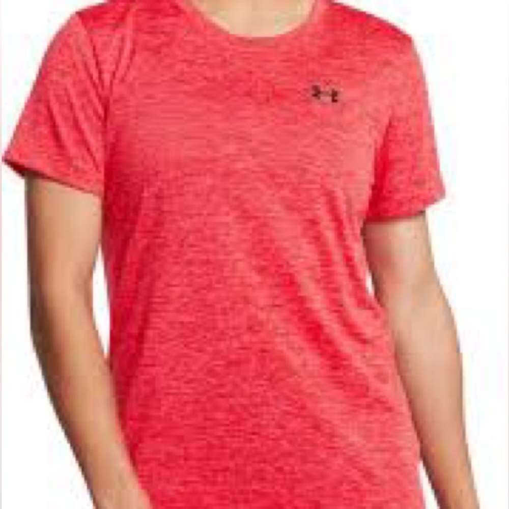 Under Armour Women's Heathered Coral V-Neck Performance Tee